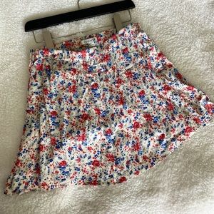 Floral Print Mini Skirt-With Pockets